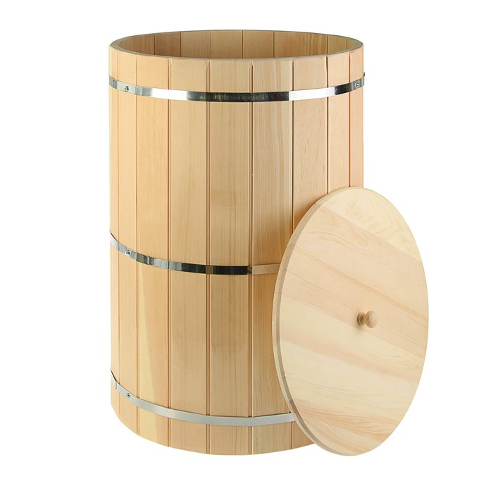 Кадка с крышкой 90л, нержавеющий обруч, КЕДР