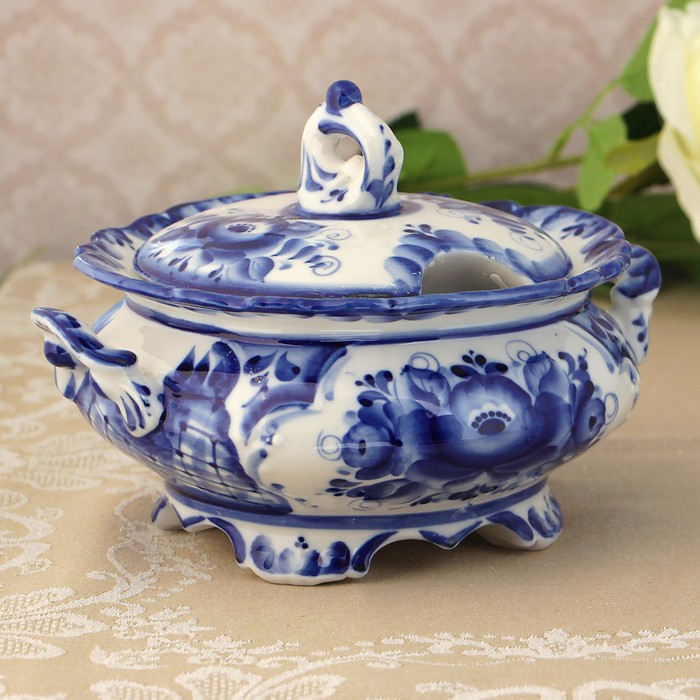 Сахарница «Сказка», 19х16х13,5 см, гжель