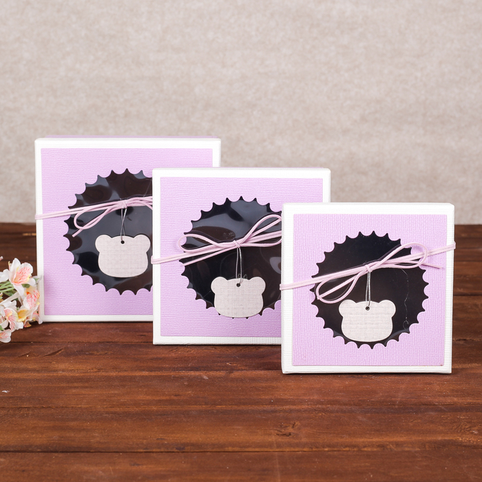 Набор коробок 3в1, сиреневый, 19,5 х 19,5 х 9,5 - 15,5 х 15,5 х 6,5 см