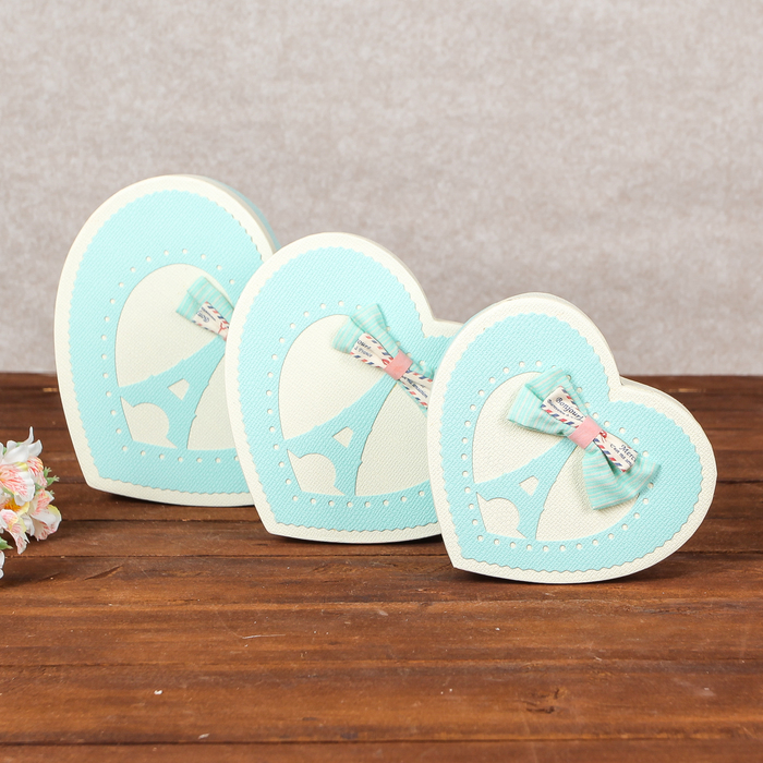 Набор коробок 3в1 "Французский шик", голубой, 22,5 х 19,5 х 9 - 16 х 14 х 6 см