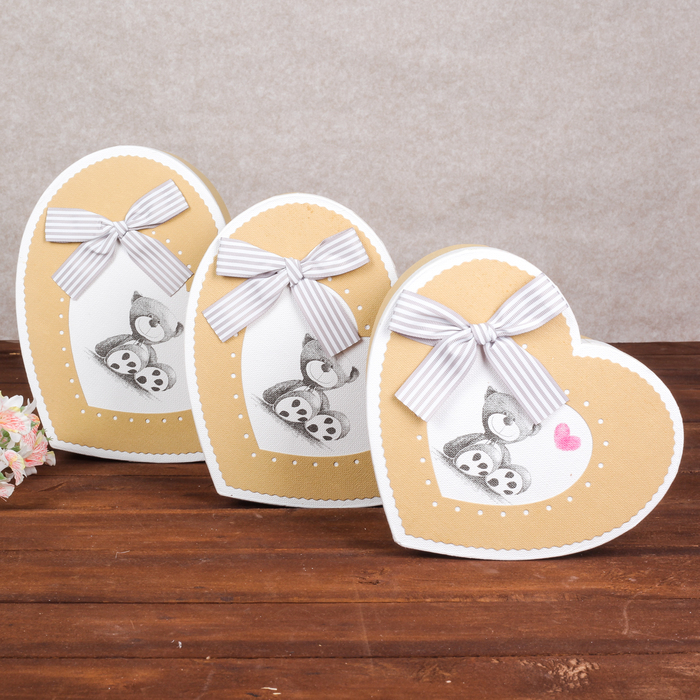 Набор коробок 3в1 "Медвежонок", бежевый, 26,5 х 23,5 х 13 - 20,5 х 18,5 х 10 см