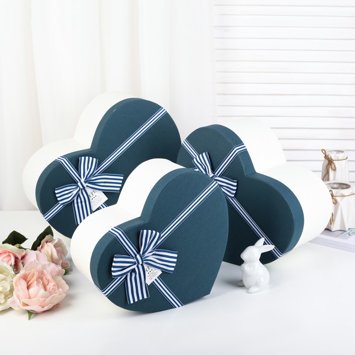 Набор коробок 3в1, синий, 33,5 х 27 х 16 - 26,5 х 21,5 х 13 см