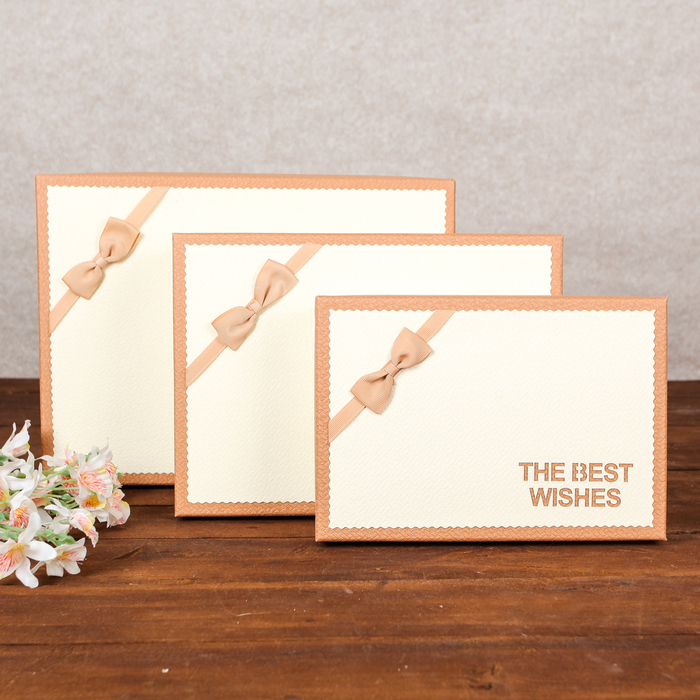 Набор коробок 3в1 "С наилучшими пожеланиями", бежевый, 33,5 х 25 х 11,5 - 24,5 х 17 х 6,5 см