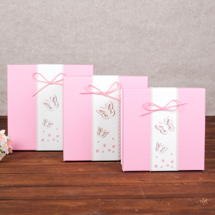 Набор коробок 3в1 "Бабочки", 21 х 21 х 12 - 17 х 17 х 9 см