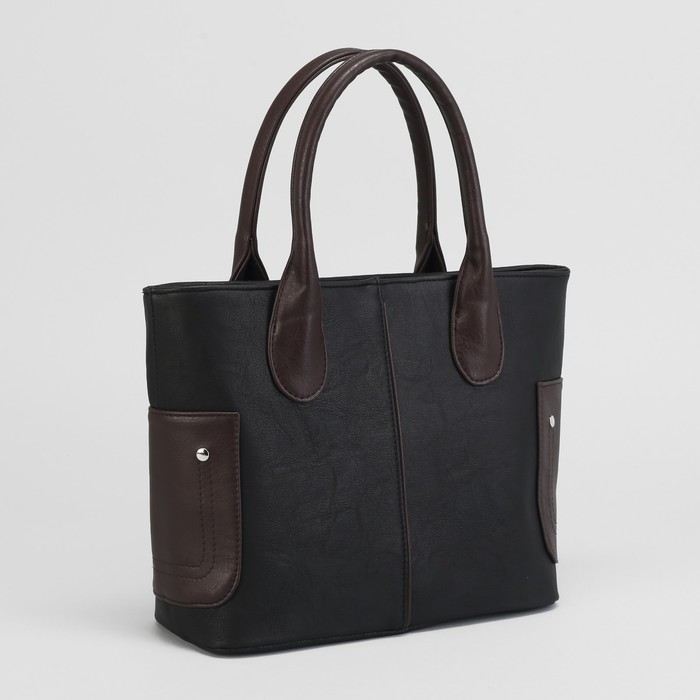 Сумка женская, отдел на молнии, наружный карман, цвет коричневый/чёрный