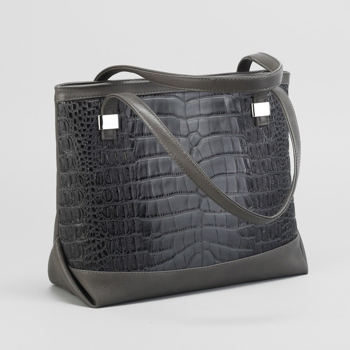 Сумка женская, отдел на молнии, наружный карман, цвет серый