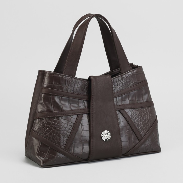 Сумка женская, 2 отдела на молниях, наружный карман, цвет коричневый