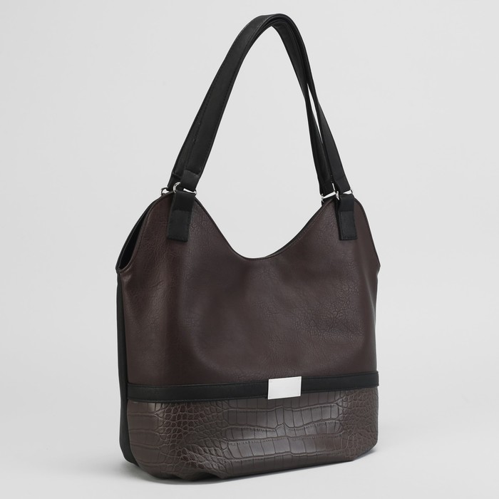 Сумка женская, отдел на молнии, наружный карман, цвет коричневый