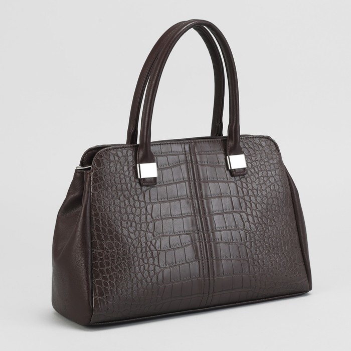 Сумка женская, 2 отдела на молниях, наружный карман, цвет коричневый