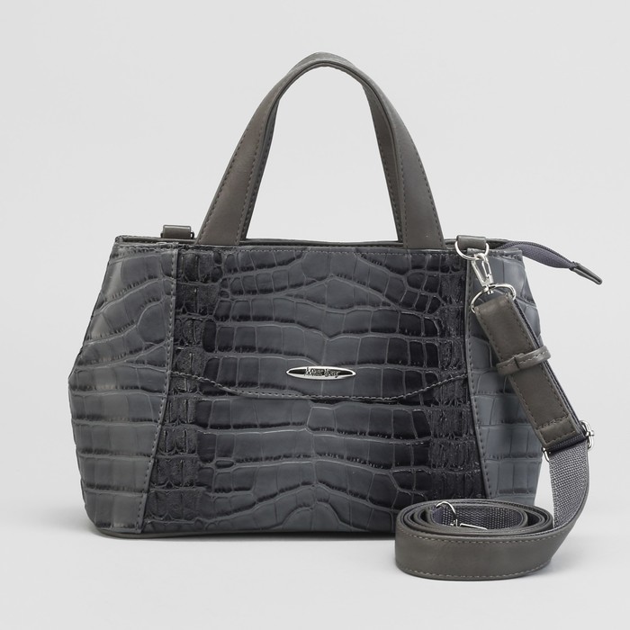 Сумка женская, 2 отдела на молниях, наружный карман, цвет серый