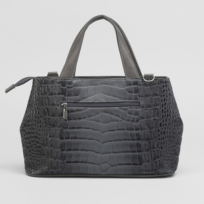 Сумка женская, 2 отдела на молниях, наружный карман, цвет серый