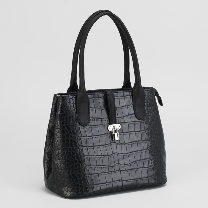 Сумка женская, 2 отдела на молниях, наружный карман, цвет чёрный