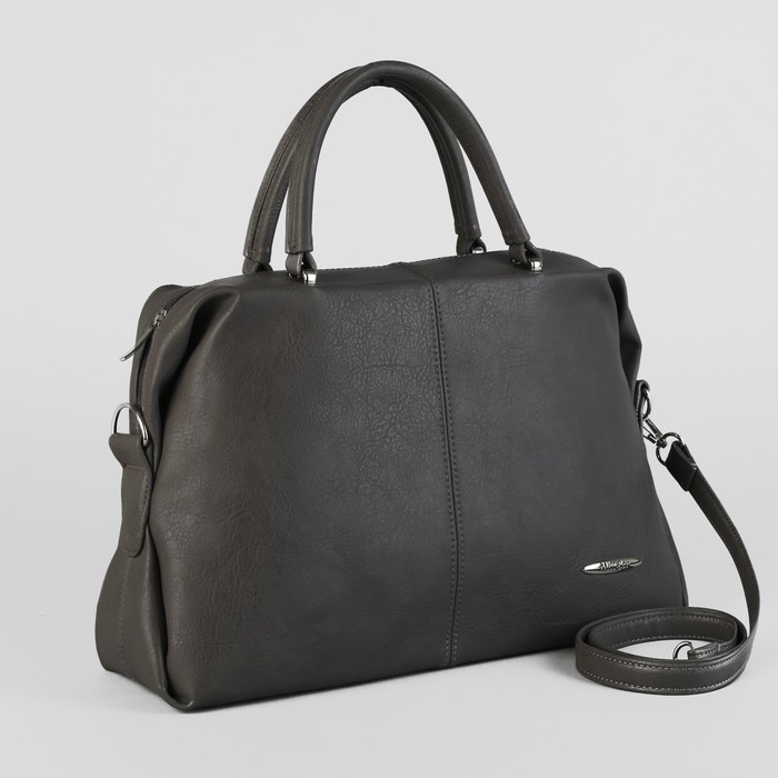 Сумка женская, отдел на молнии, наружный карман, цвет серый