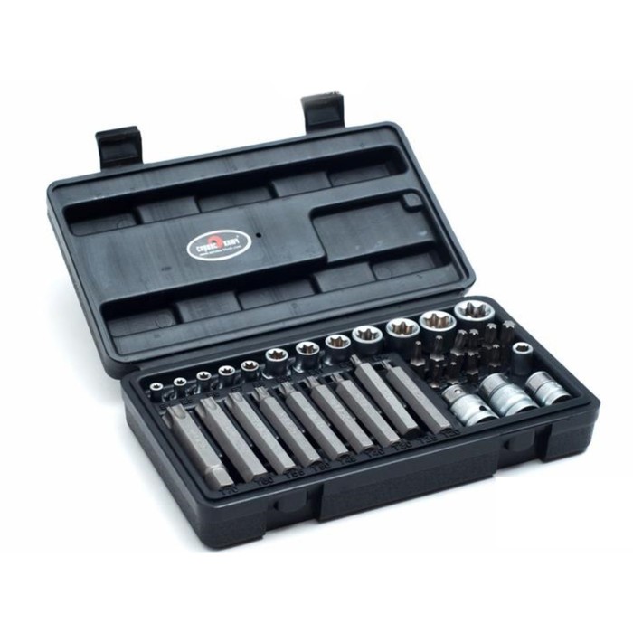 Набор торцевых головок "Сервис ключ" 76460, звездочек + вставки, 35 шт, Е4-Е20 + Т10-Т70