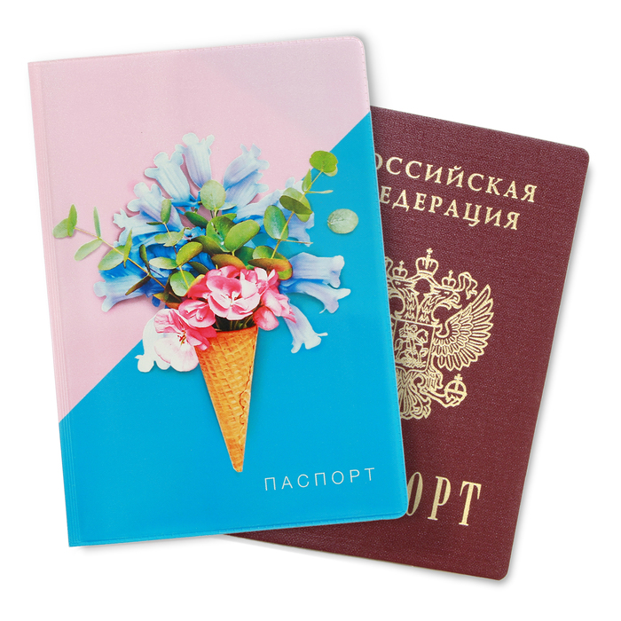 Обложка для паспорта "Рожок с цветами"