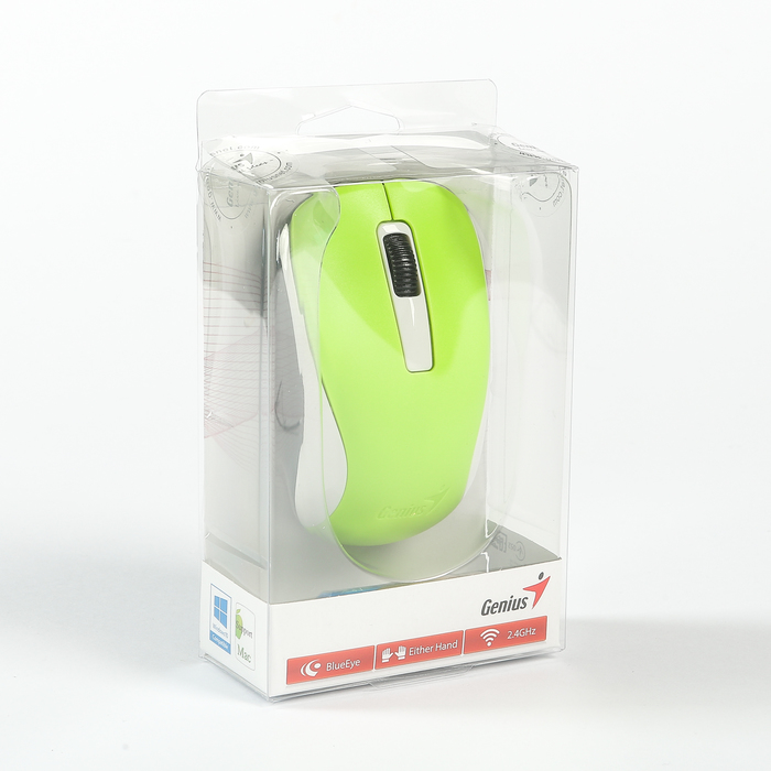 Мышь GENIUS NX-7005, беспроводная, симметричная, 1200dpi, сенсор BlueEye, зеленая