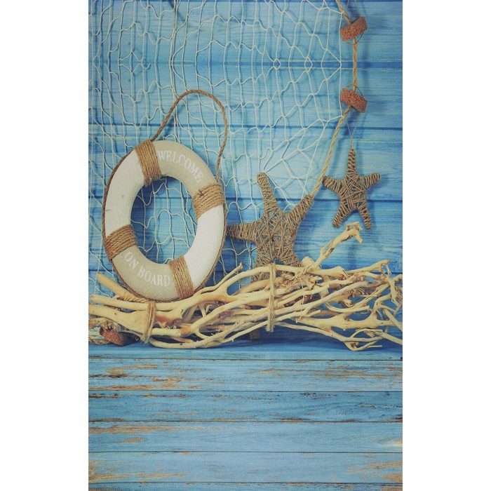 Фотофон винил "Голубые доски. Морской" стена+пол80х125 см