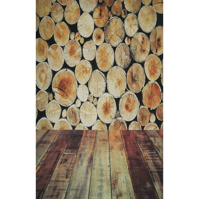 Фотофон винил "Брёвна" стена+пол 80х125 см