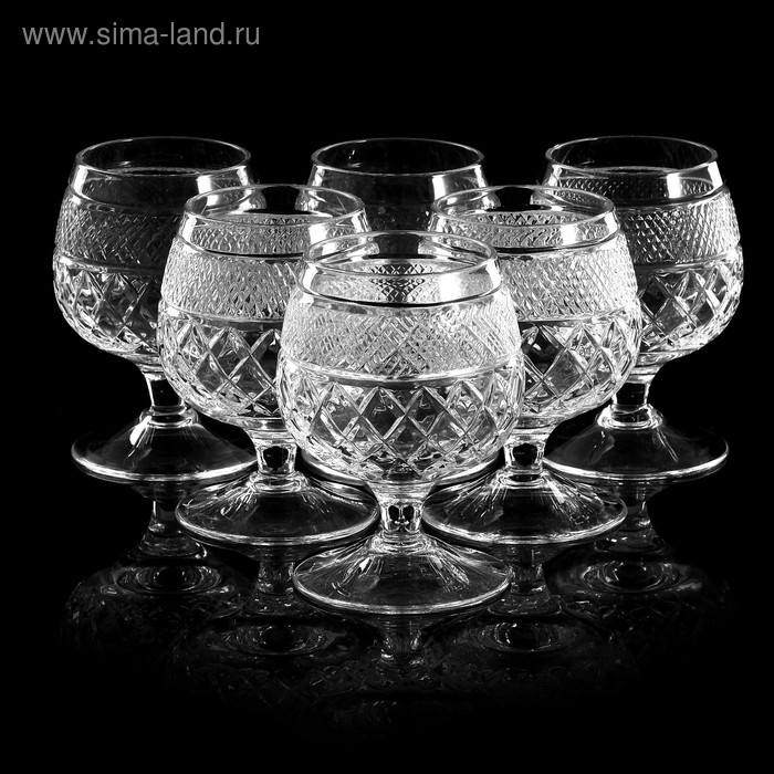 Набор бокалов хрустальных для коньяка «Ромбы», 200 мл, 6 шт