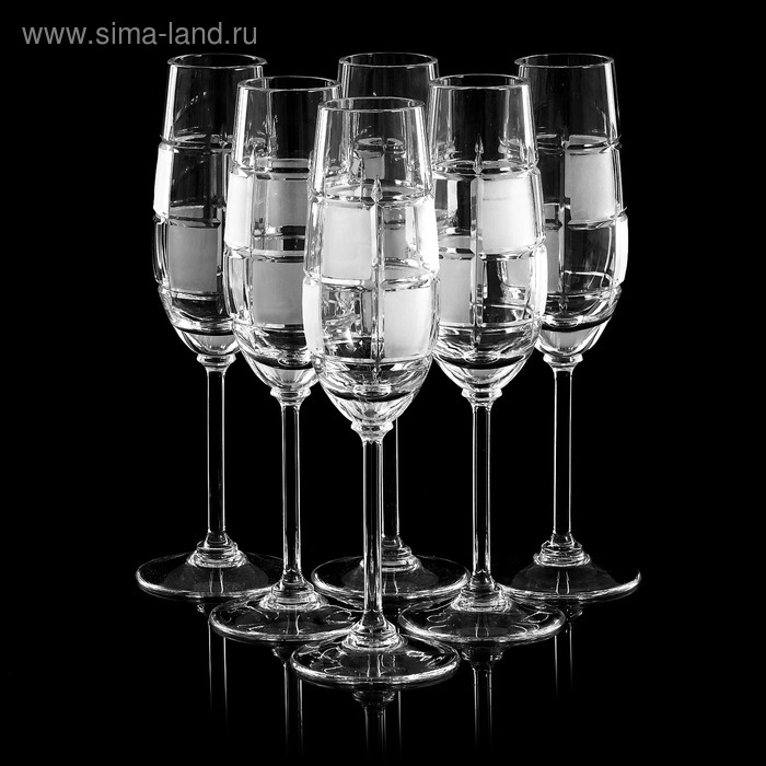 Набор бокалов хрустальных для шампанского «Шахматы», 160 мл, 6 шт набор бокалов для шампанского rcr laurus 6 шт 160 мл