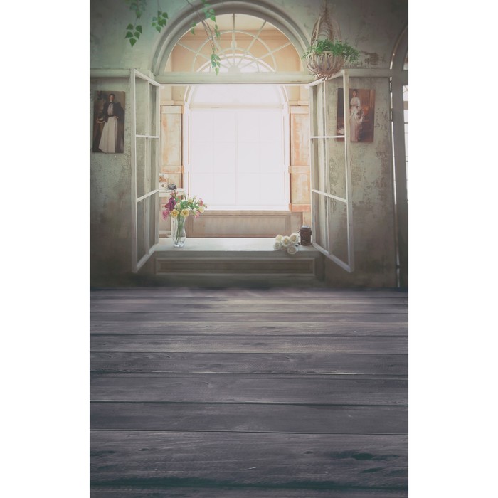 Фотофон винил "Открытое окно" стена+пол 80х125 см