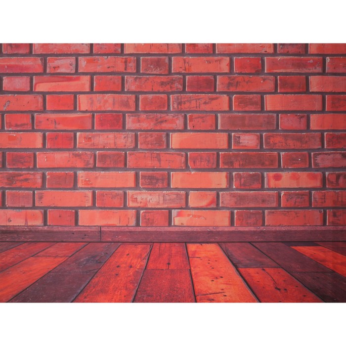 Фотофон винил "Кирпич и доски" стена+пол 200х150 см