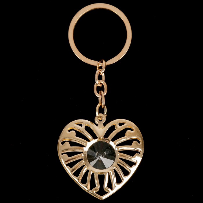 Брелок металл "Сердце со стразами" 4,5х3,2 см