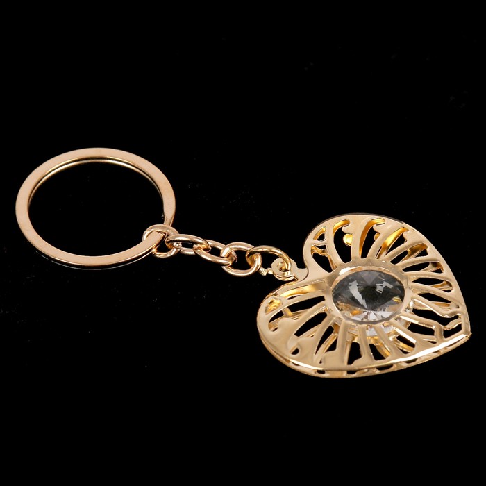 Брелок металл "Сердце со стразами" 4,5х3,2 см