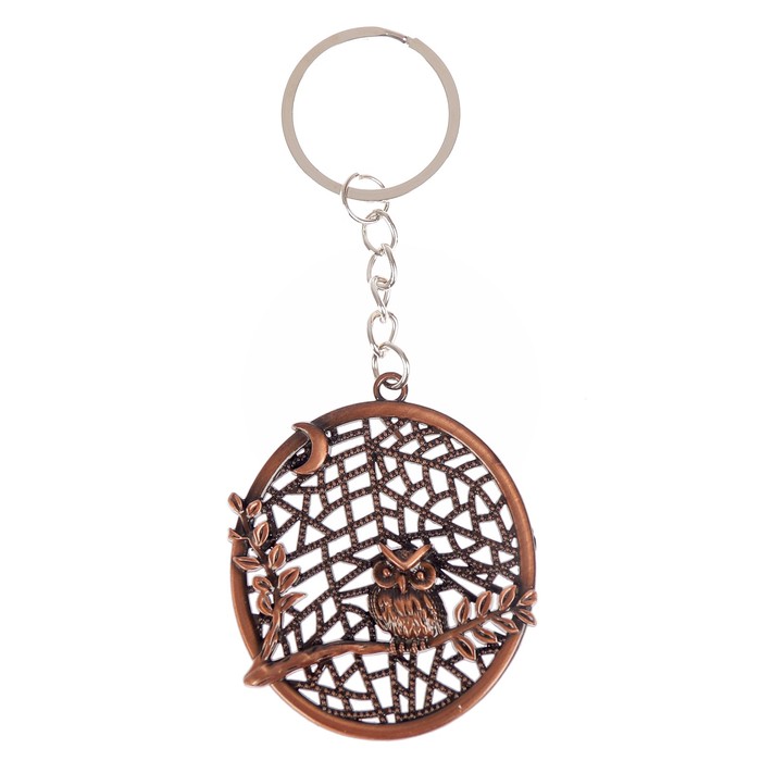 Брелок металл "Ночная сова на ветке" 6х5 см