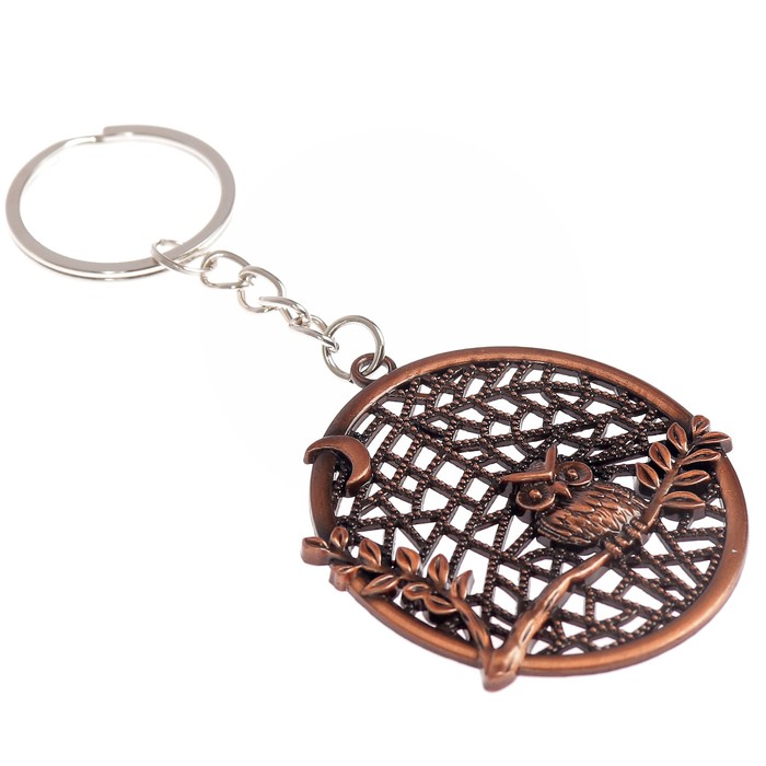 Брелок металл "Ночная сова на ветке" 6х5 см