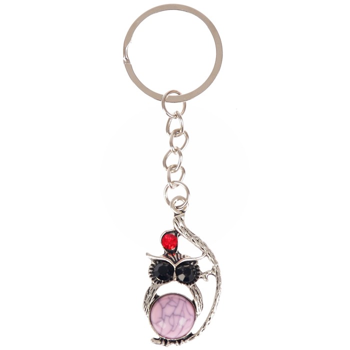 Брелок металл глазки "Сова" стразы, камень 4х2 см