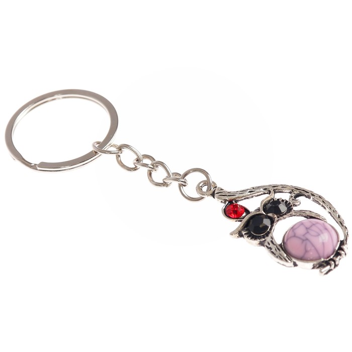 Брелок металл глазки "Сова" стразы, камень 4х2 см