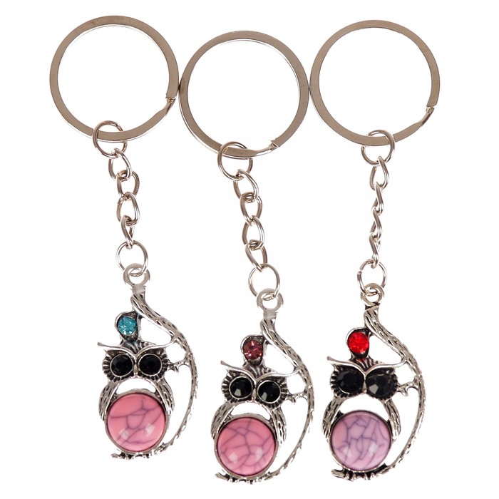 Брелок металл глазки "Сова" стразы, камень 4х2 см