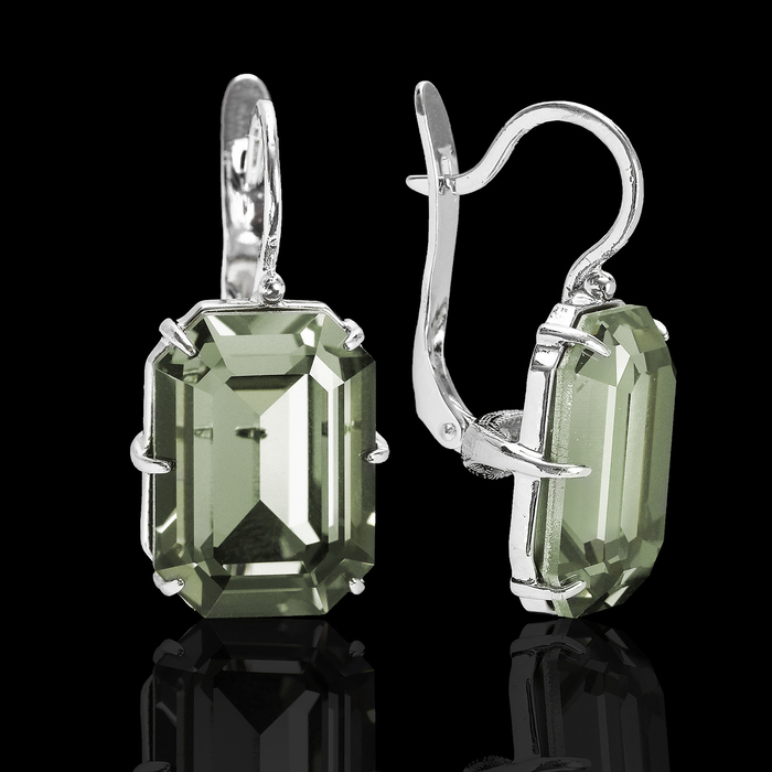 Серьги "Шквал", цвет серый в серебре