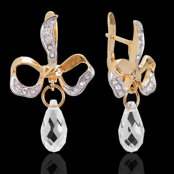 Серьги "Фонтанж", цвет белый в золоте