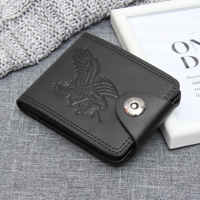 Портмоне мужское, 2 отдела, для карт, на магните, цвет чёрный