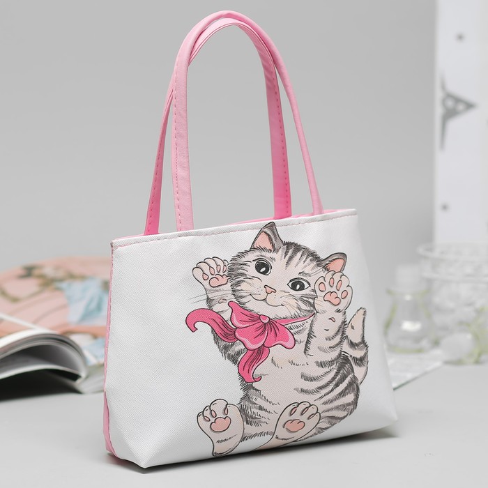 Сумка детская "Котик", отдел на молнии, ручки, цвет розовый