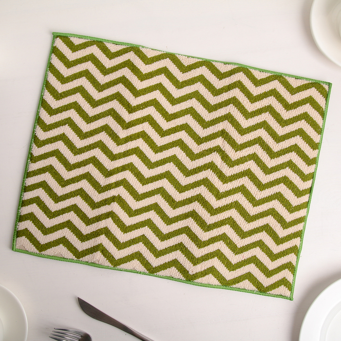 Коврик для сушки посуды 30х40 см "Зигзаг", микрофибра цвет зеленый