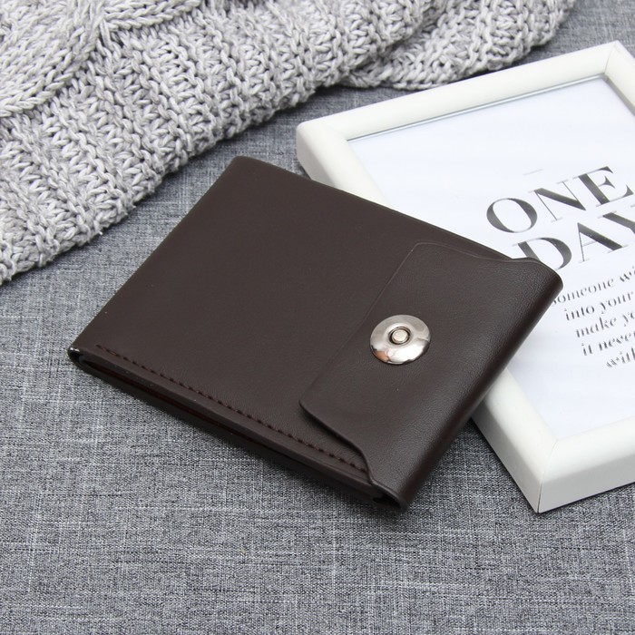 Портмоне мужское, 3 отдела, для карт, на магните, цвет кофе