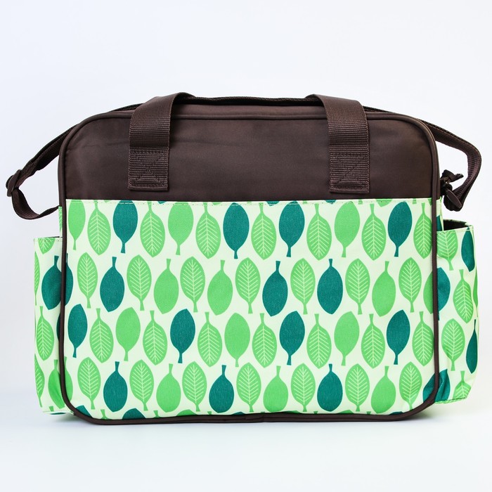 Сумка для мамы и малыша, с ковриком для пеленания и чехлом для бутылочки, цвет зелёный/коричневый