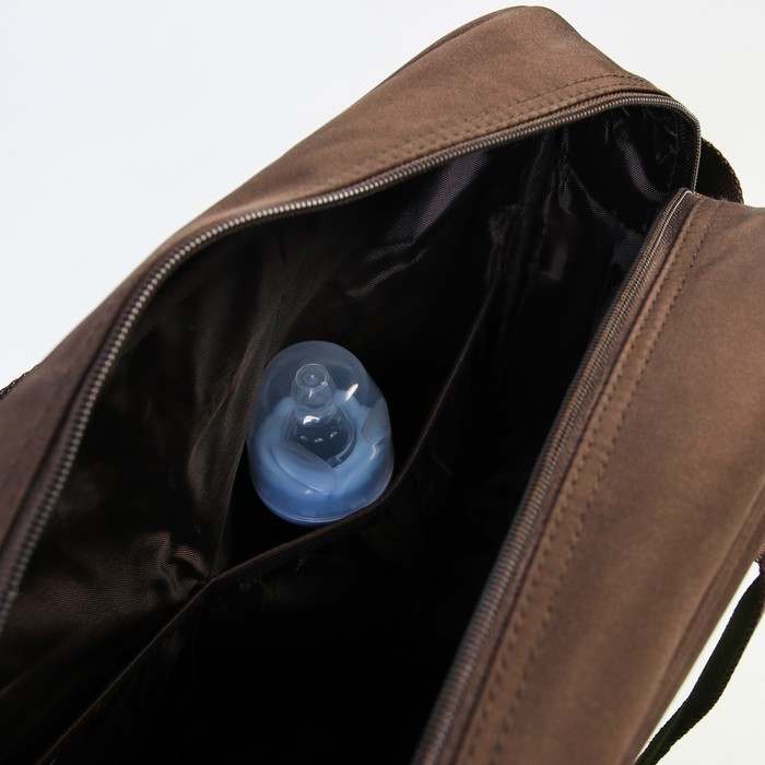 Сумка для мамы и малыша, с ковриком для пеленания и чехлом для бутылочки, цвет зелёный/коричневый