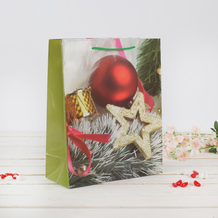 Пакет подарочный "Новогодний", 26 х 10 х 32 см