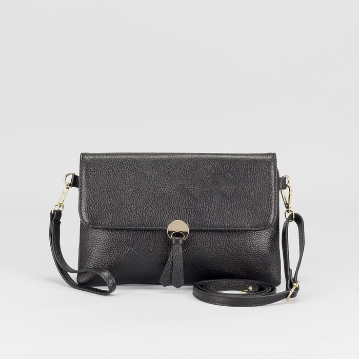 Сумка женская, отдел с перегородкой на молнии, наружный карман, ручка, длинный ремень, цвет чёрный