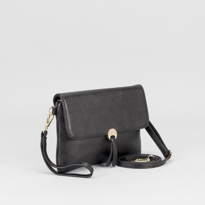 Сумка женская, отдел с перегородкой на молнии, наружный карман, ручка, длинный ремень, цвет чёрный