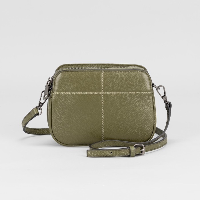 Сумка женская, 3 отдела на молнии, наружный карман, регулируемый ремень, цвет зелёный