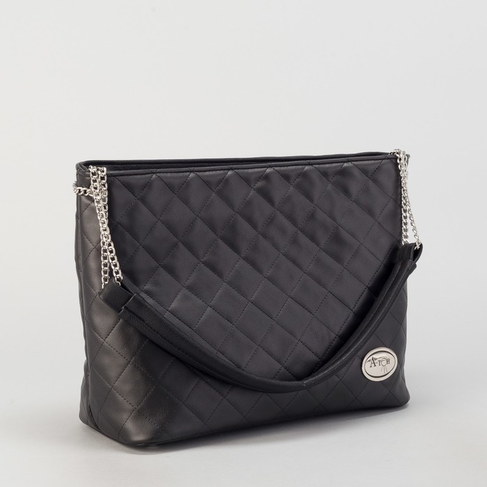 Сумка женская, отдел на молнии, наружный карман, длинный ремень, стёжка чёрный