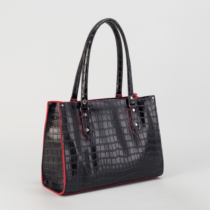 Сумка женская, отдел на молнии, цвет чёрный/красный