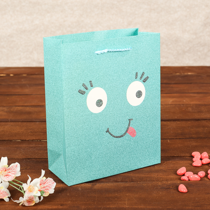 Пакет подарочный "Смайлики", люкс, МИКС, 18 х 8 х 23 см