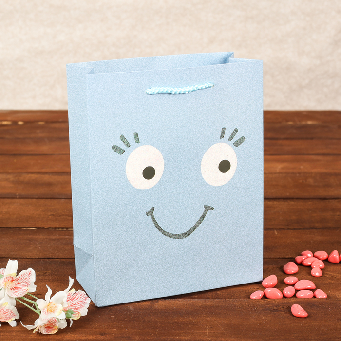 Пакет подарочный "Смайлики", люкс, МИКС, 18 х 8 х 23 см