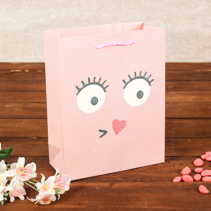 Пакет подарочный "Смайлики", люкс, МИКС, 18 х 8 х 23 см